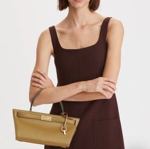 Tory Burch, Lee Radziwill Colorblock Leather Cat Eye Bag, Wren Brown